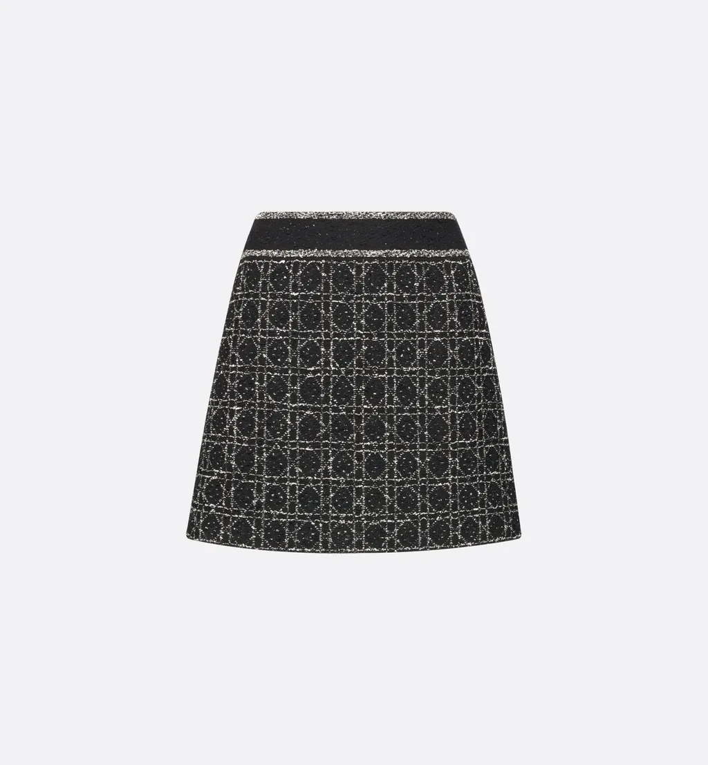 Macrocannage Flared Miniskirt