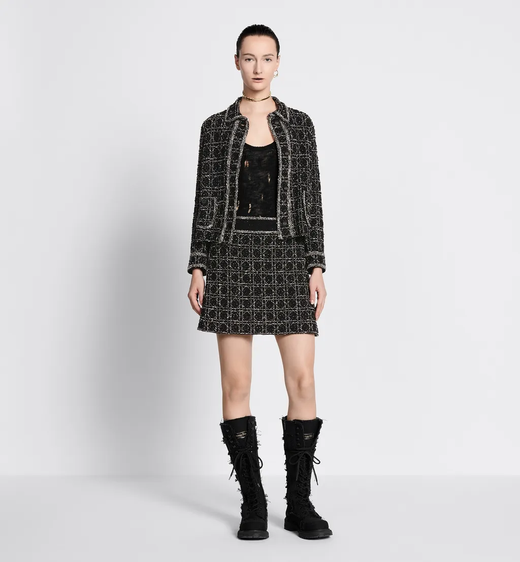 Macrocannage Flared Miniskirt