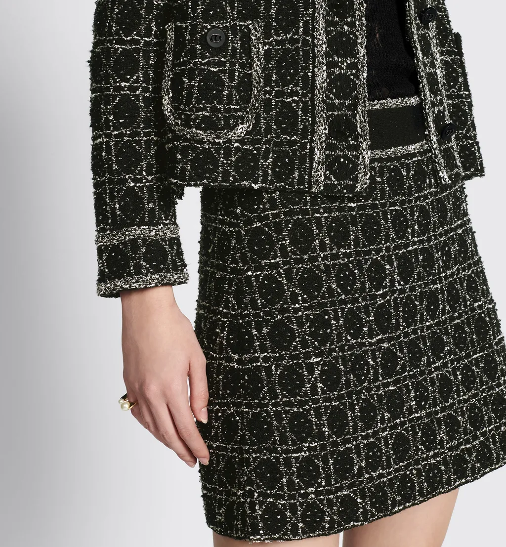 Macrocannage Flared Miniskirt