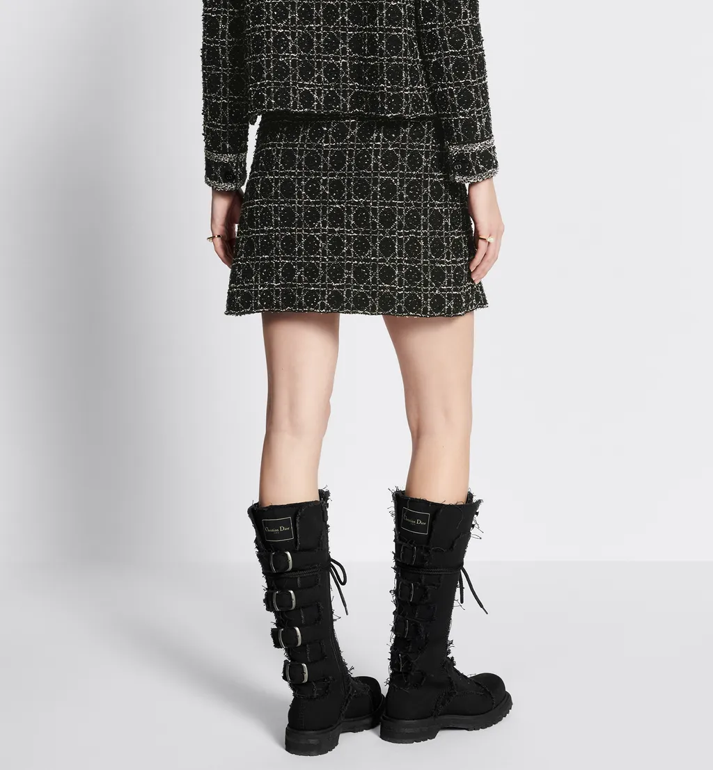 Macrocannage Flared Miniskirt
