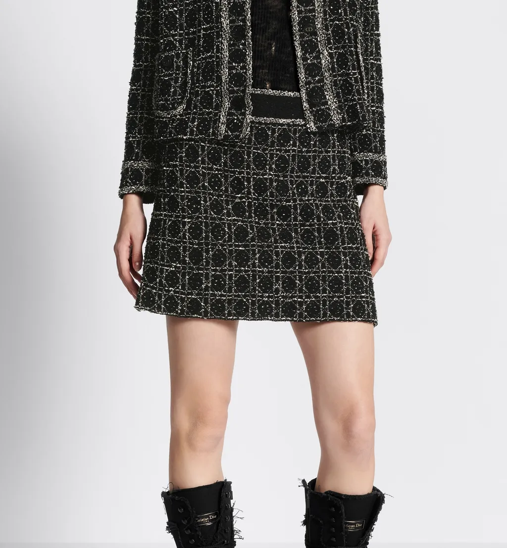 Macrocannage Flared Miniskirt