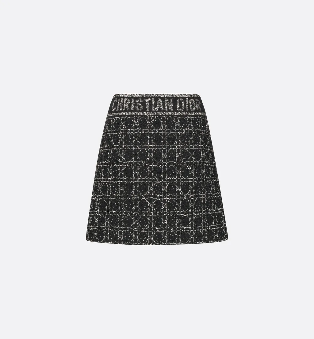 Macrocannage Flared Miniskirt