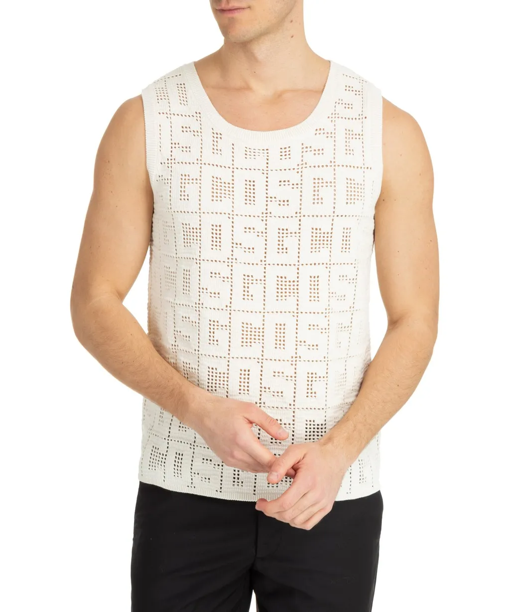 Gcds Monogram Macramé Crewneck Tank Top