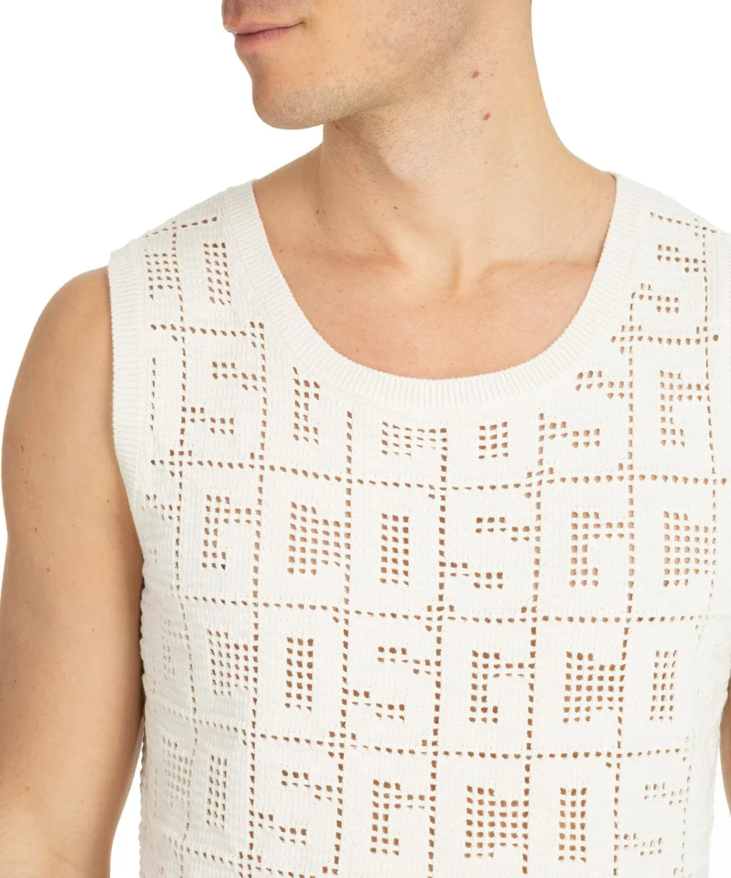 Gcds Monogram Macramé Crewneck Tank Top
