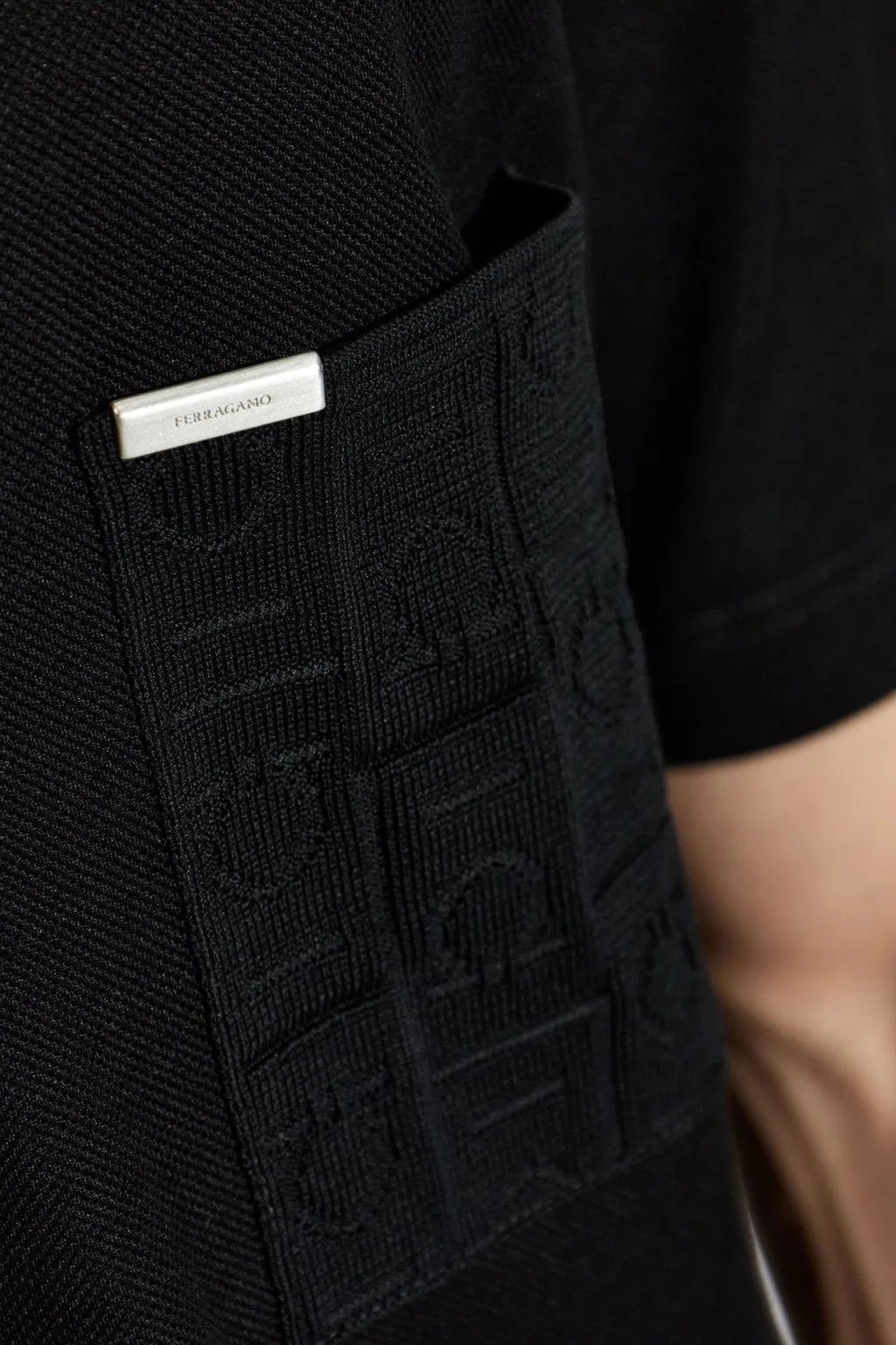Ferragamo Jacquard Pocket Detail V-Neck Polo Shirt