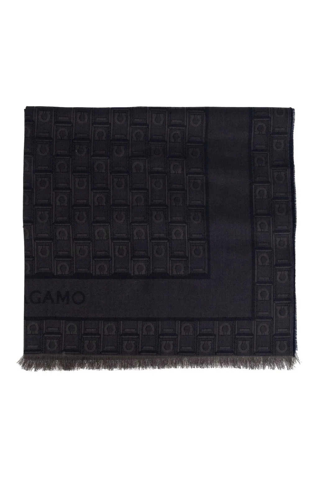 Ferragamo Monogram Jacquard Frayed Scarf