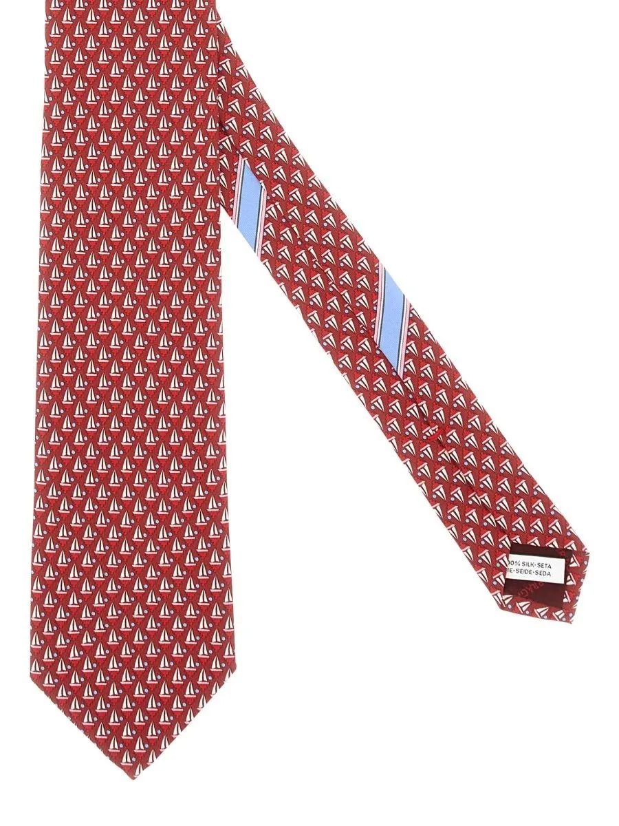 Ferragamo Sailboat Printed Tie
