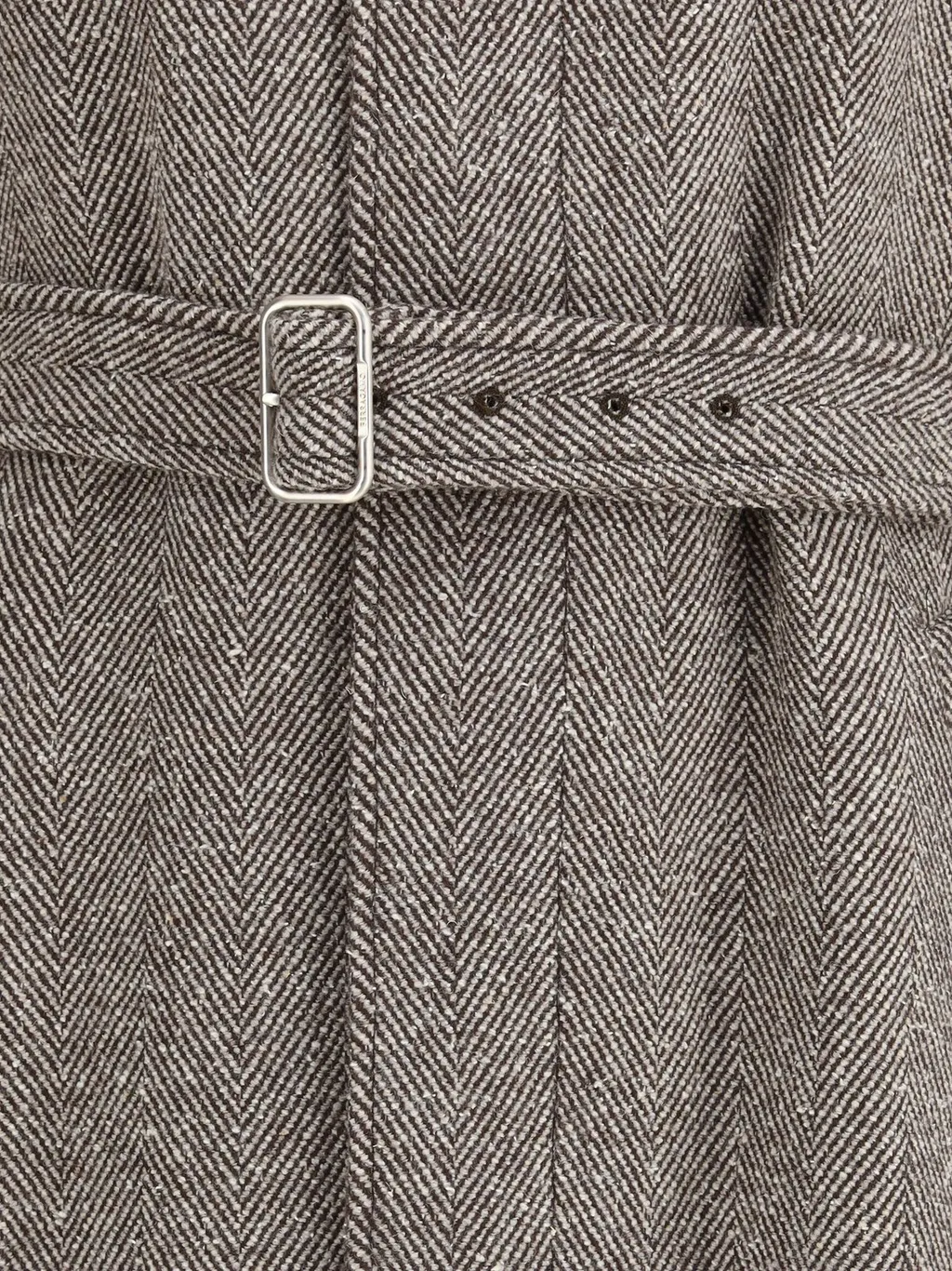 Ferragamo Herringbone Patterned Belted Coat
