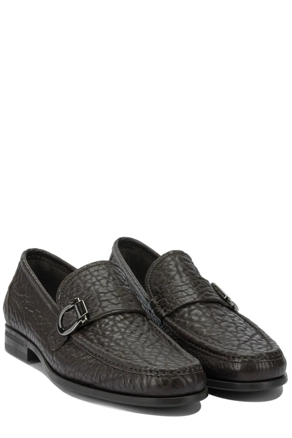 Ferragamo Embossed Buckle Detail Loafers