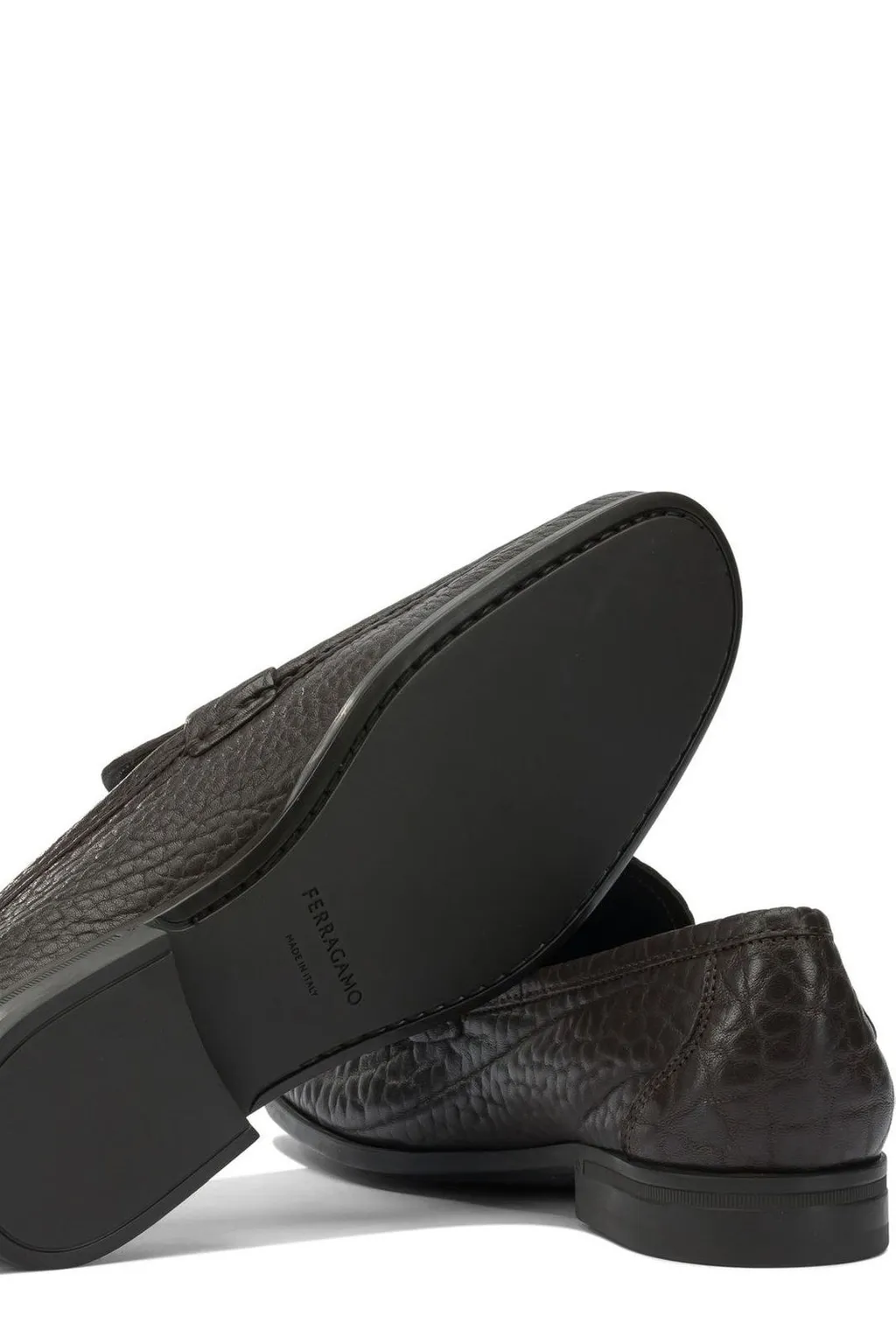 Ferragamo Embossed Buckle Detail Loafers