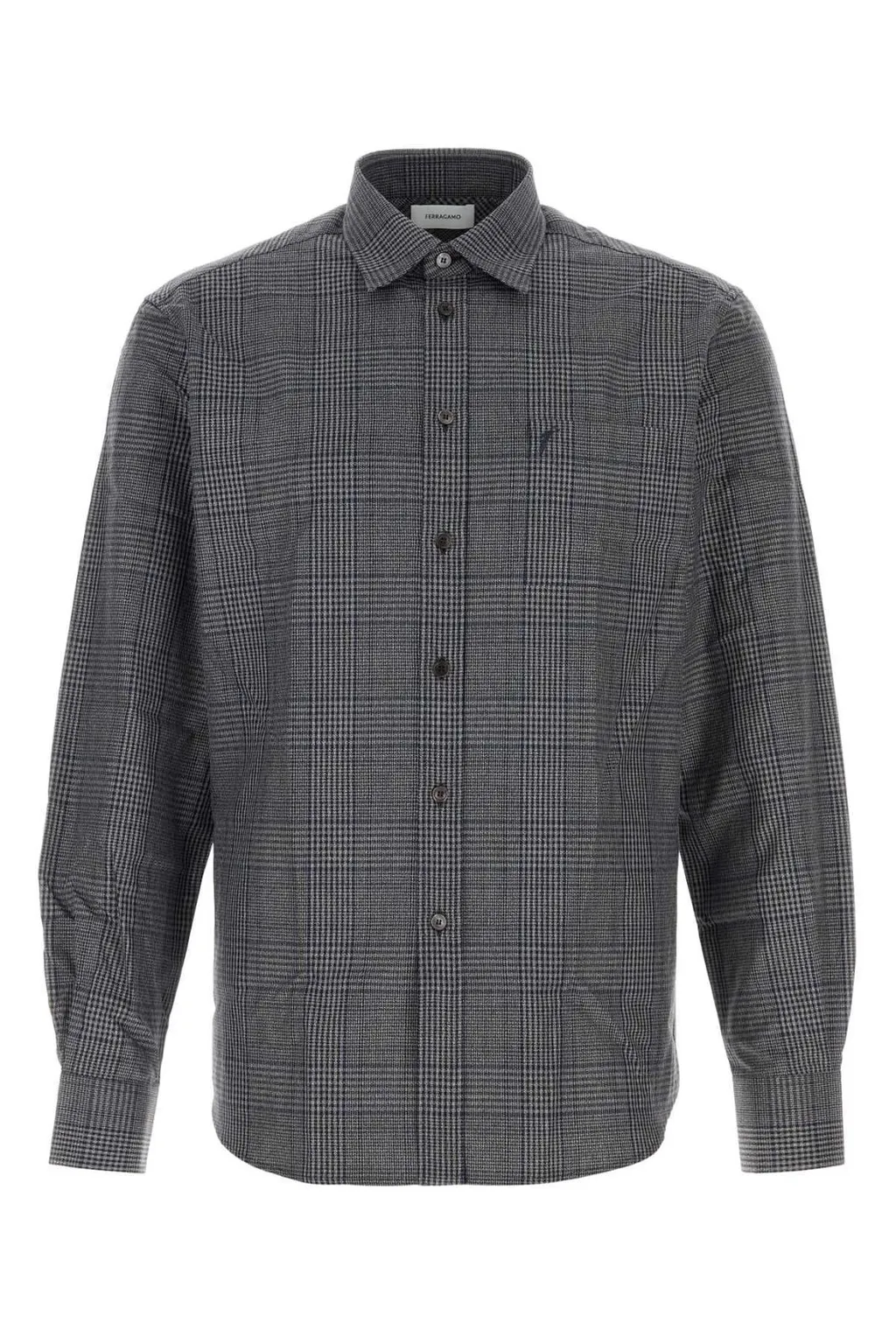 Ferragamo Embroidered Checked Oxford Shirt