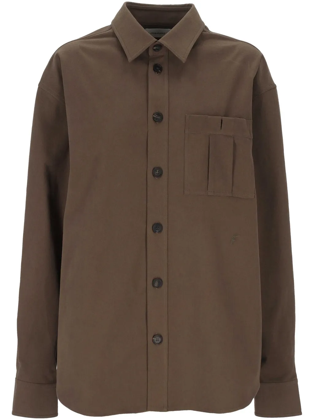 Ferragamo Logo Embroidered Long-Sleeved Shirt