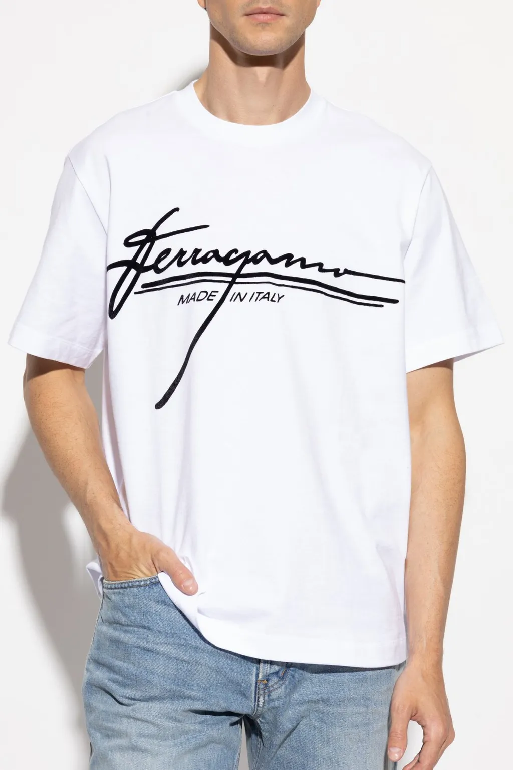 Ferragamo Flocked Logo Crewneck T-Shirt