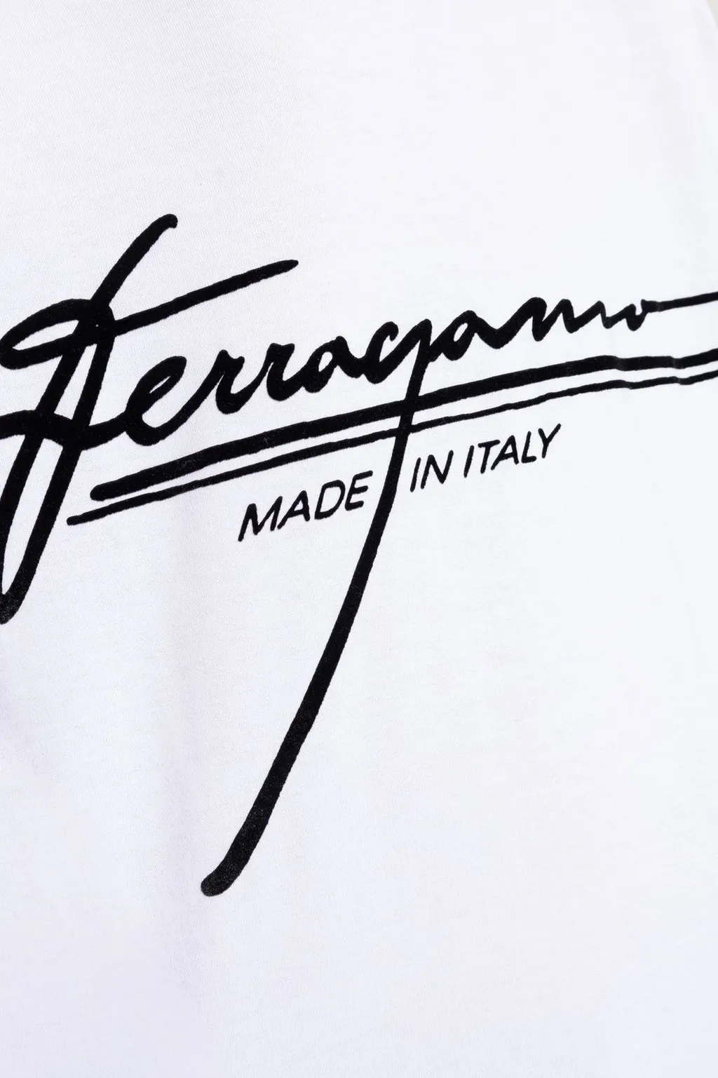 Ferragamo Flocked Logo Crewneck T-Shirt