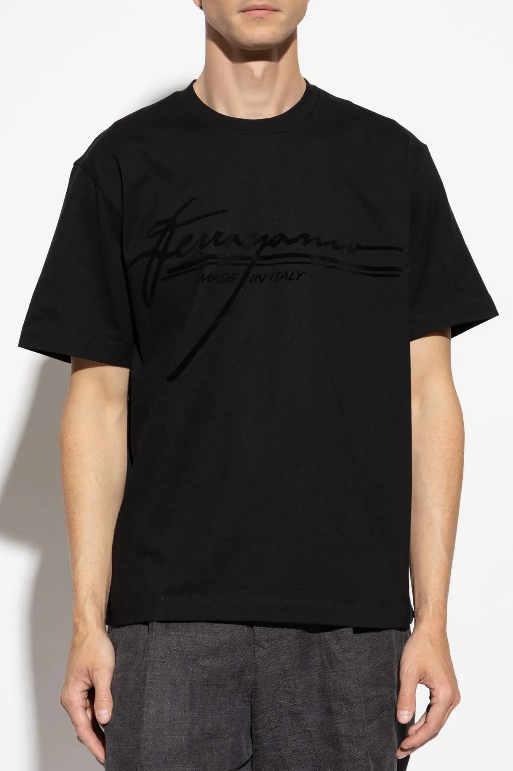 Ferragamo Flocked Logo Crewneck T-Shirt