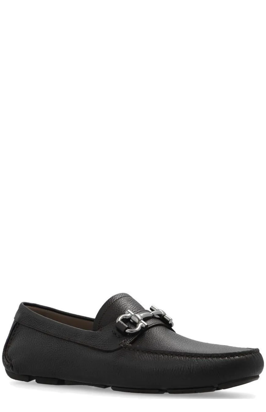 Ferragamo Gancini Ornament Square-Toe Loafers