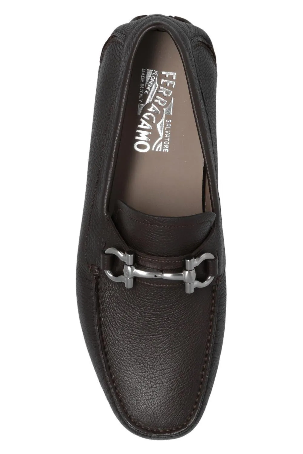Ferragamo Gancini Ornament Square-Toe Loafers