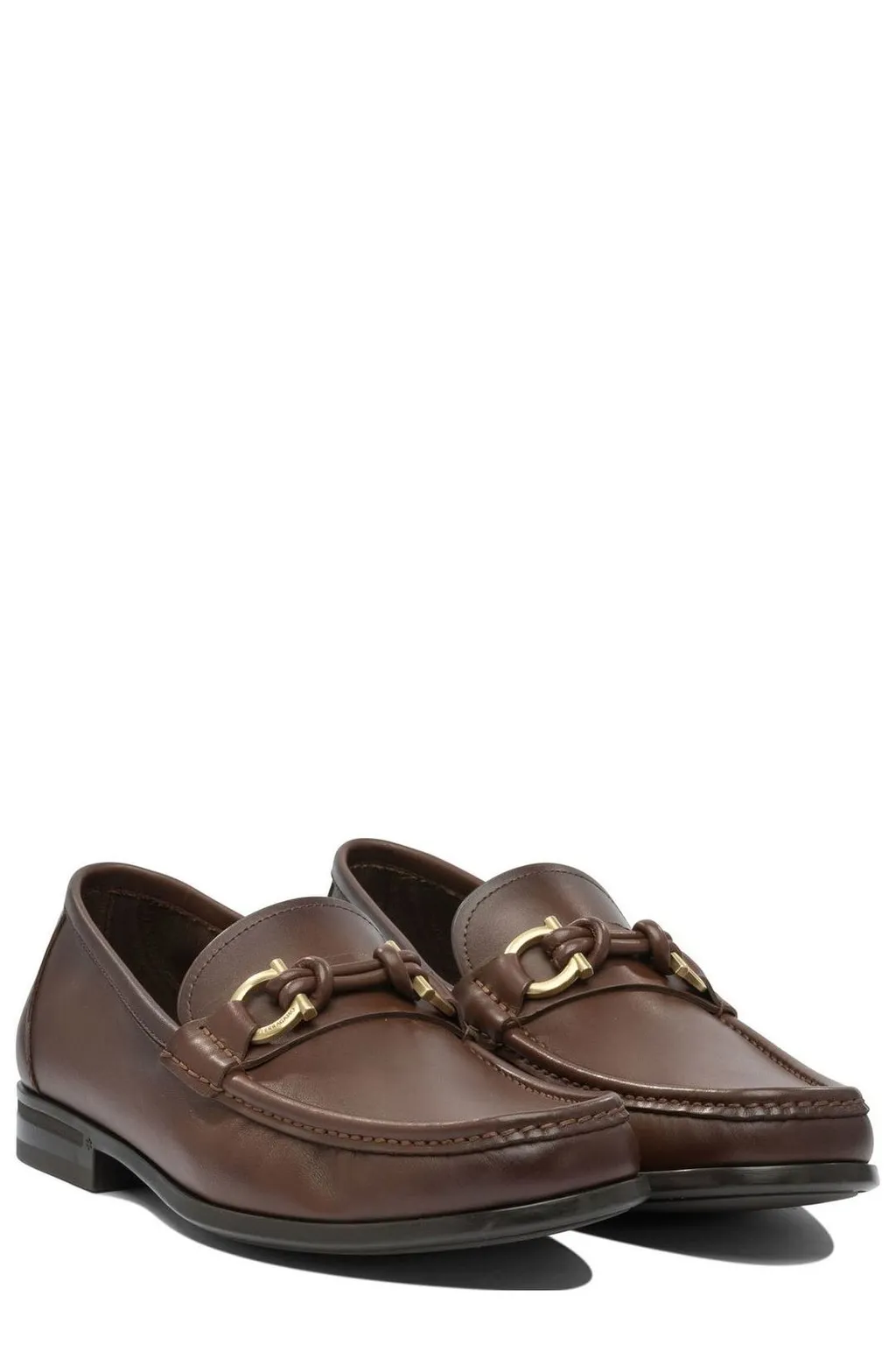 Ferragamo Almond Toe Logo-Engraved Loafers
