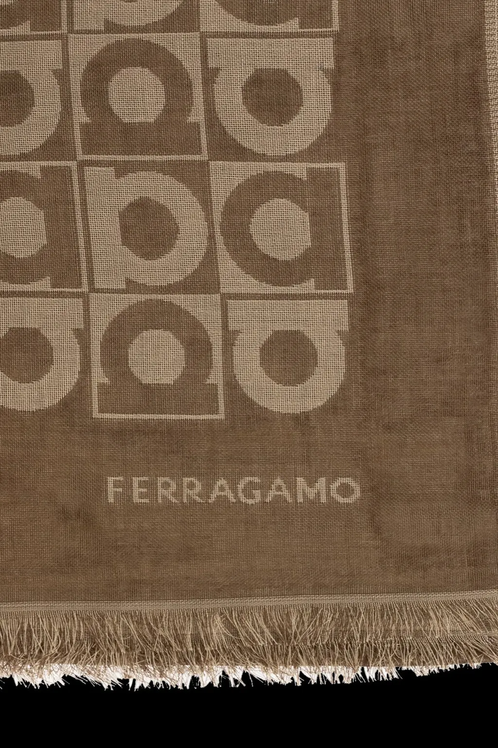 Ferragamo Monogram Frayed Edge Scarf