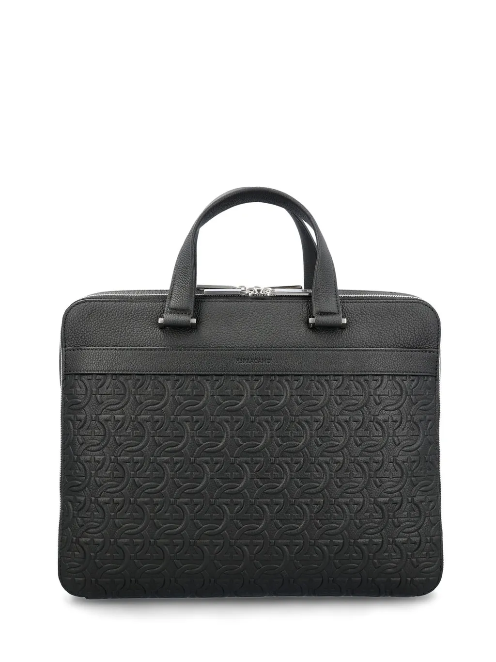 Ferragamo Monogram-Embossed Zipped Briefcase