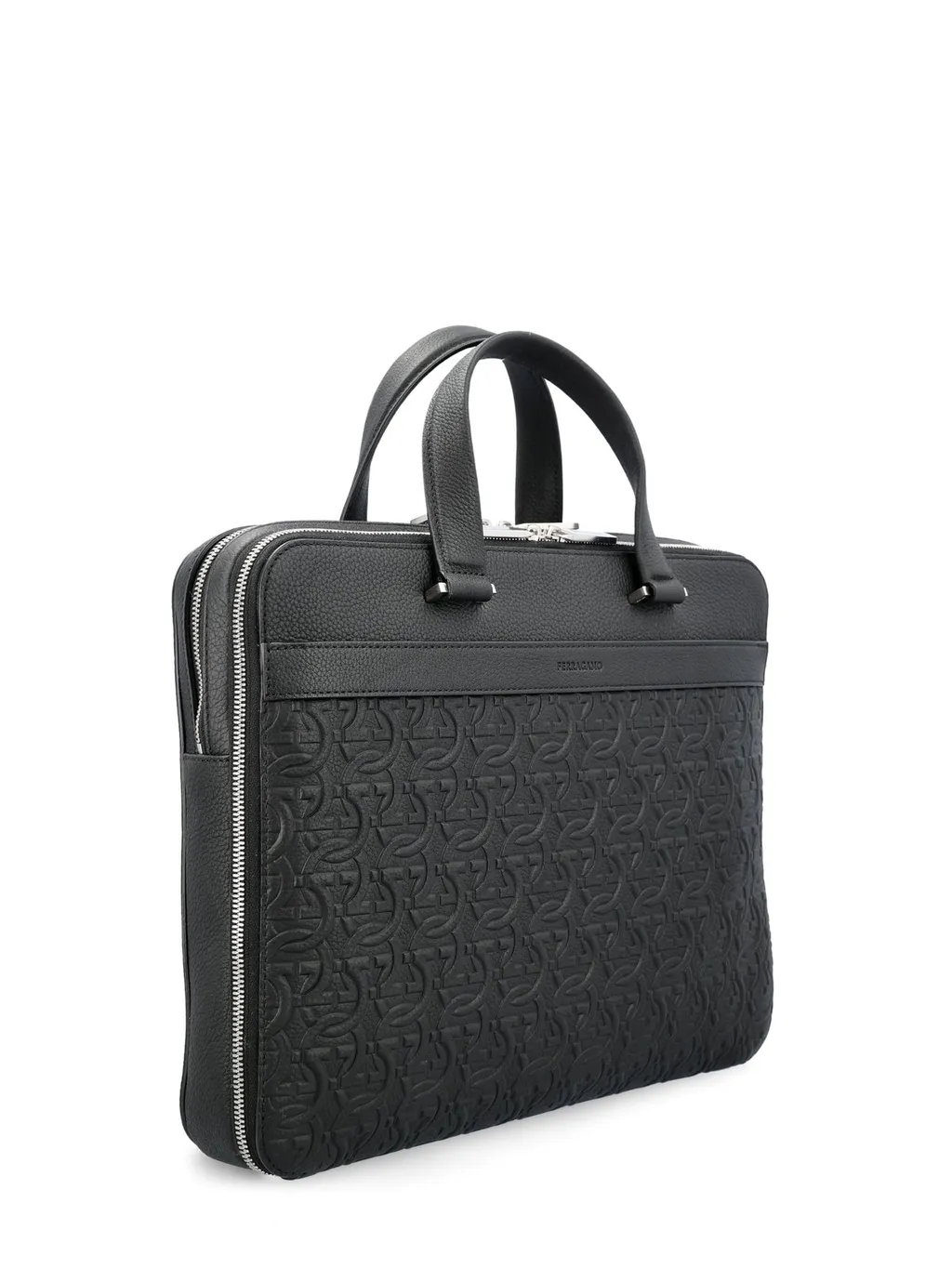 Ferragamo Monogram-Embossed Zipped Briefcase