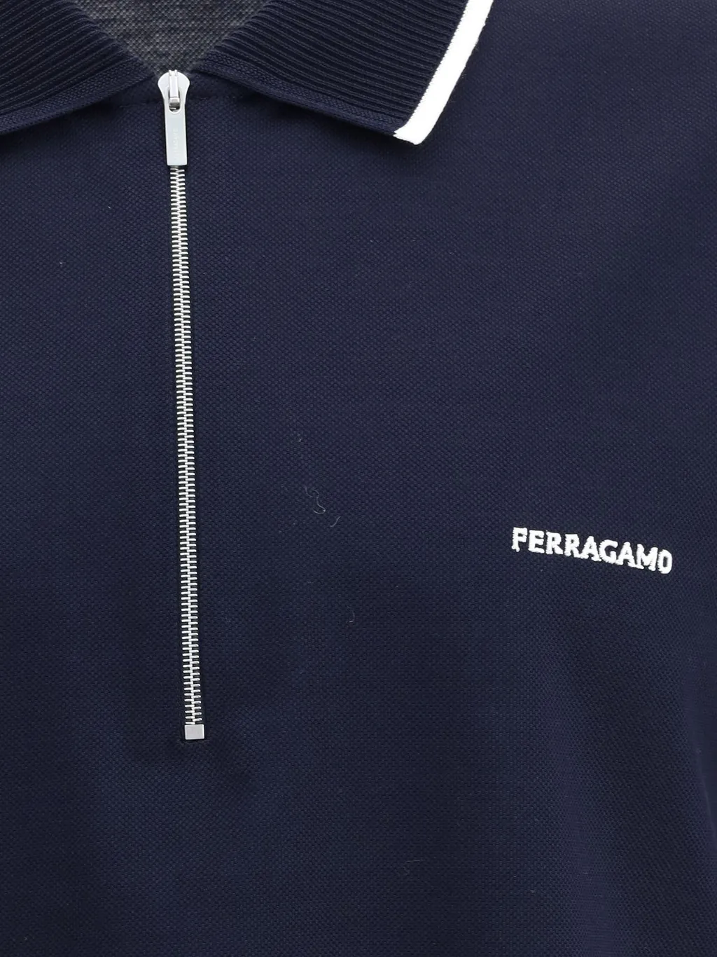 Ferragamo Logo Embroidered Zipped Polo Shirt