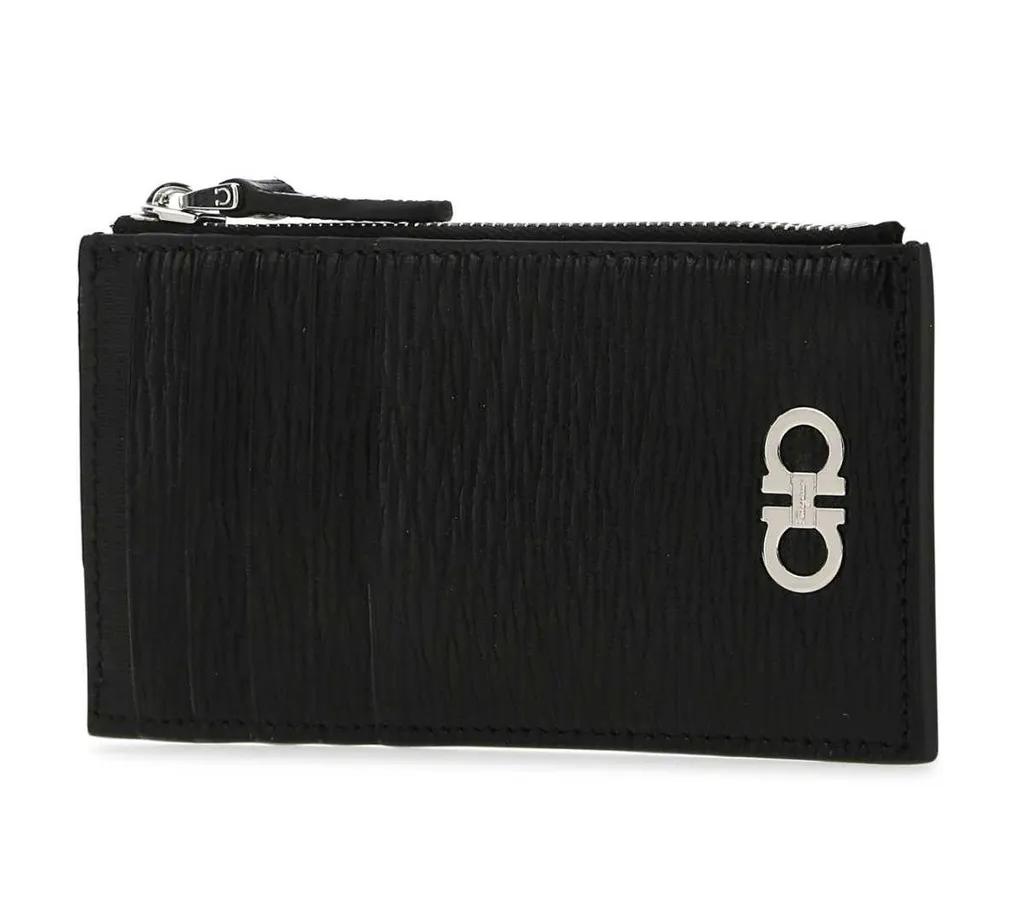 Ferragamo Logo Embossed Zipped Card Case