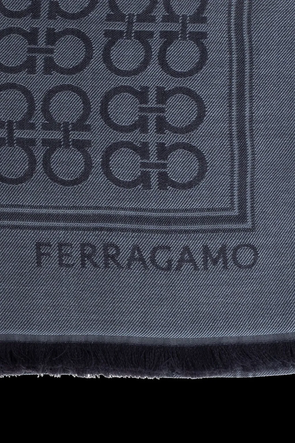 Ferragamo Gancini Monogram Frayed Edge Scarf