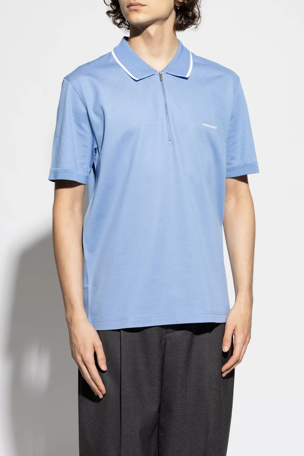 Ferragamo Logo Embroidered Half-Zip Polo Shirt