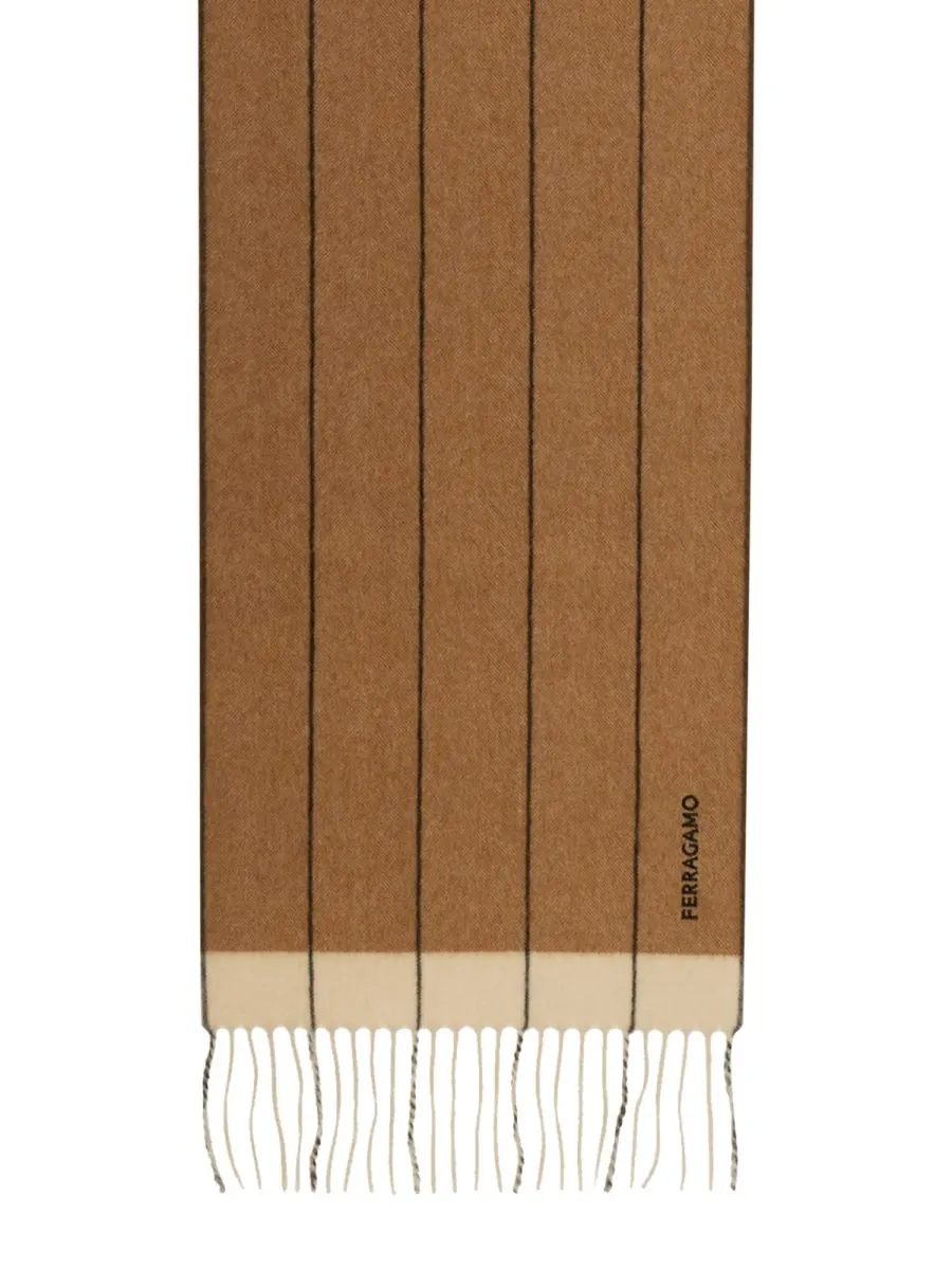 Ferragamo Striped Fringed-Edge Scarf