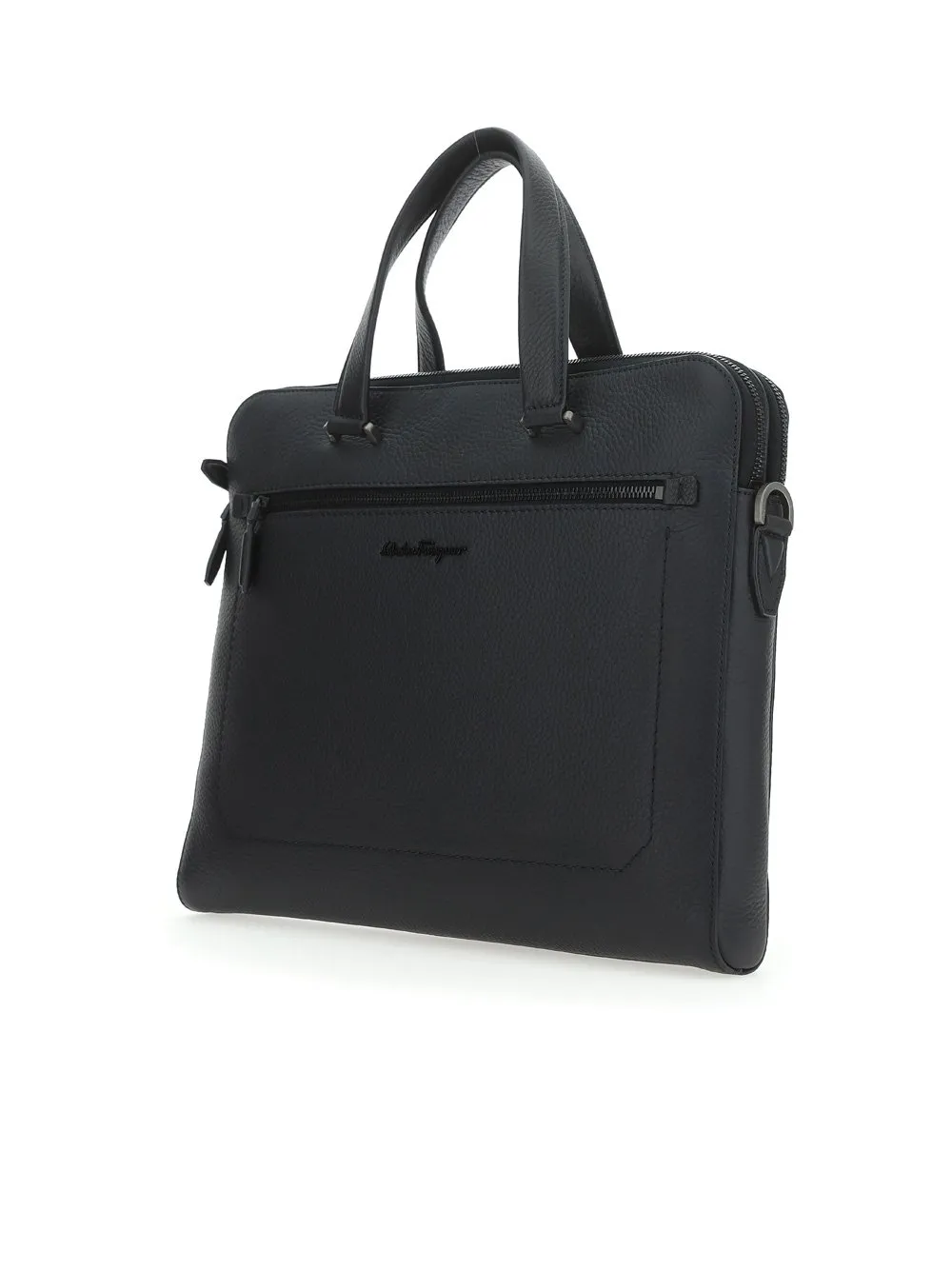 Ferragamo Logo-Plaque Zipped Briefcase