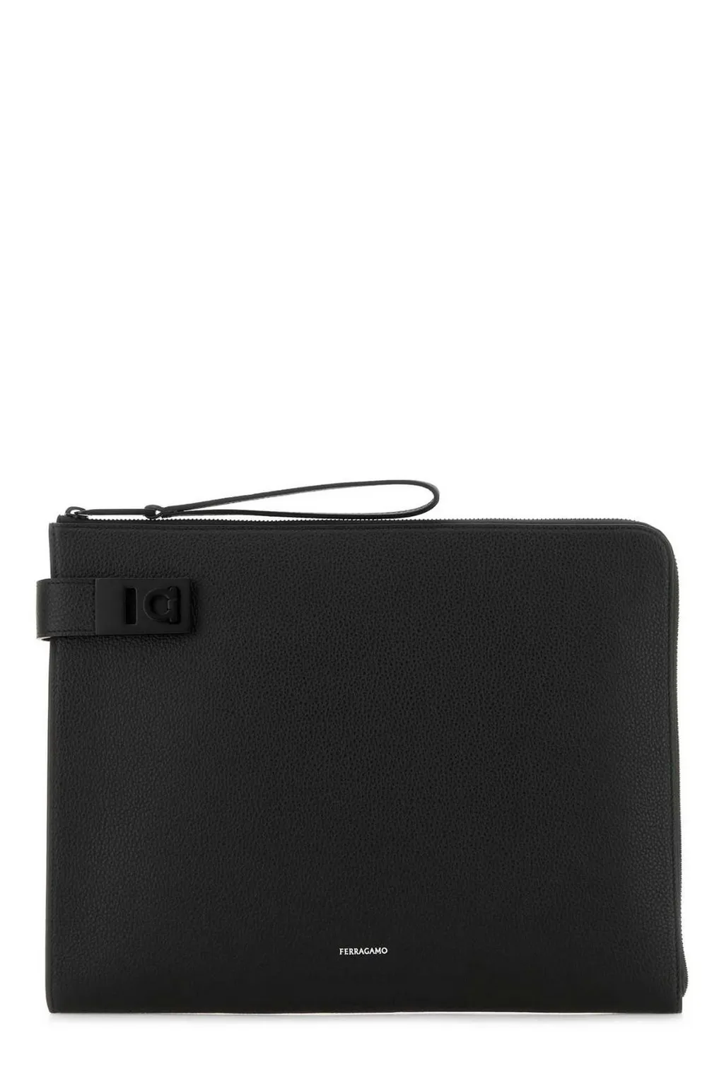 Ferragamo Gancini-Buckled Zip-Up Clutch Bag