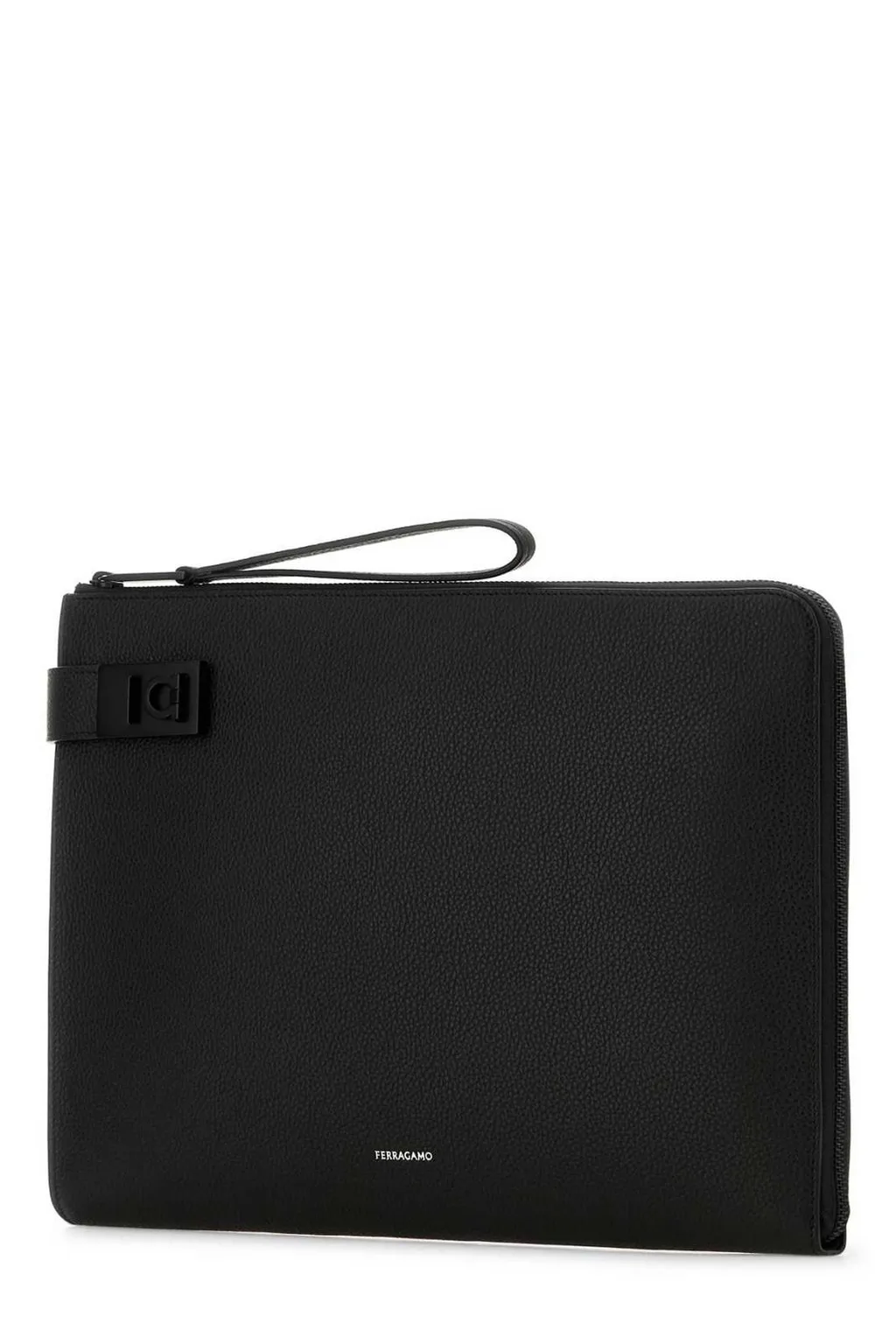 Ferragamo Gancini-Buckled Zip-Up Clutch Bag