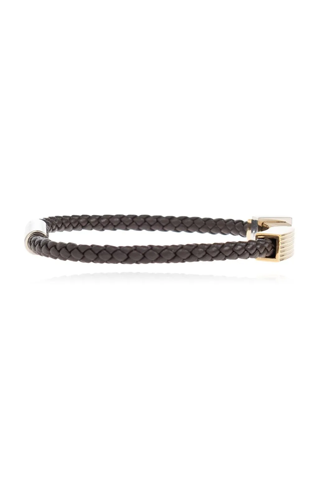 Ferragamo Logo-Engraved Open-Cuff Braided Bracelet