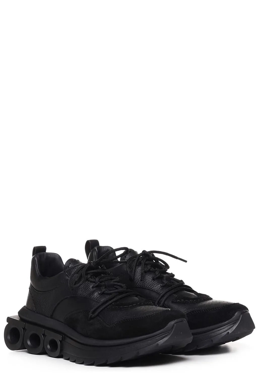 Ferragamo Gancini-Plaque Lace-Up Sneakers