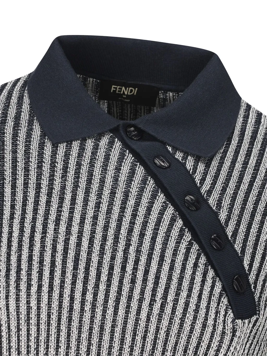 Fendi Short Sleeved Asymmetric Button Knitted Polo Shirt