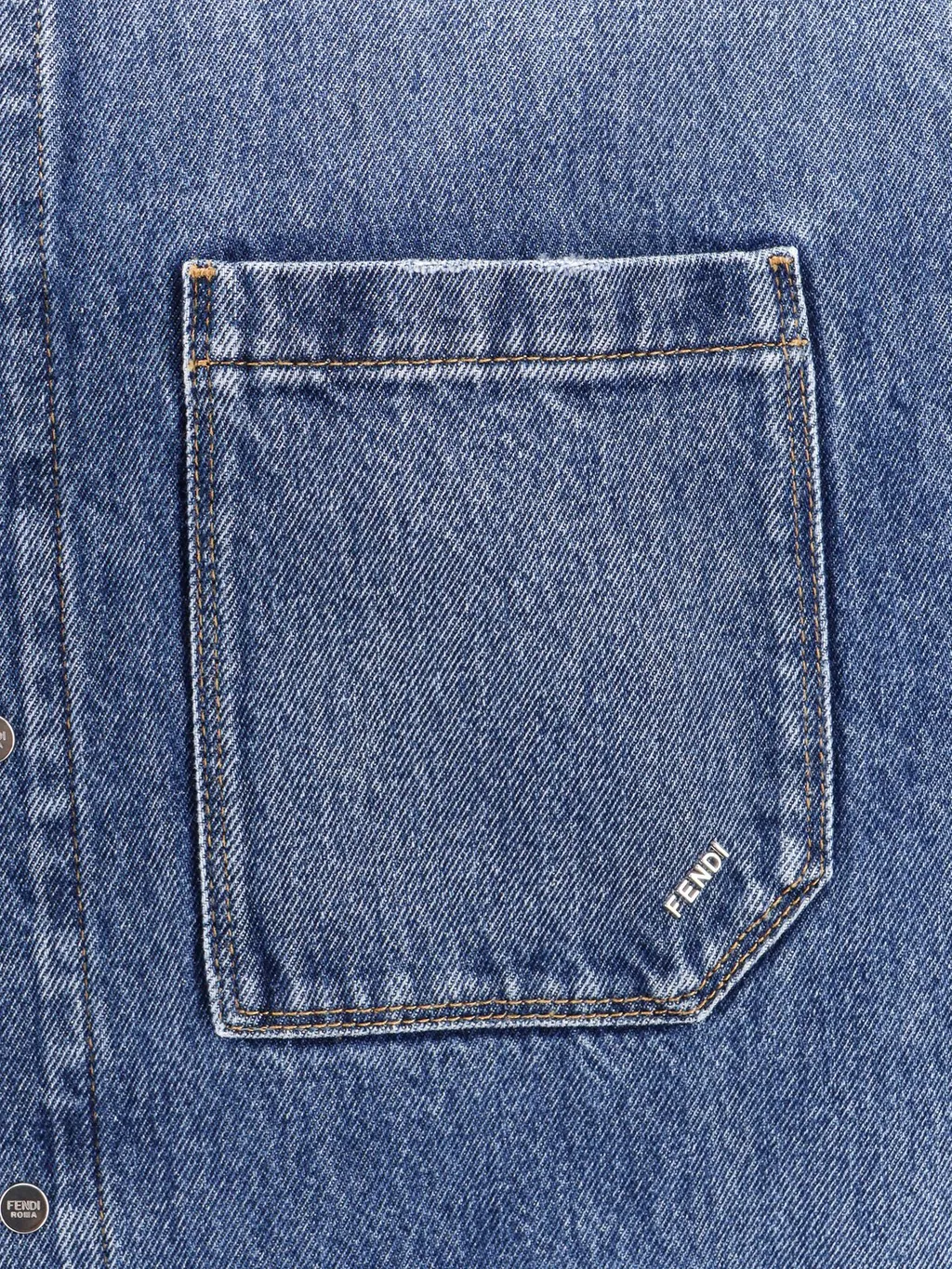 Fendi Short-Sleeved Buttoned Denim Shirt