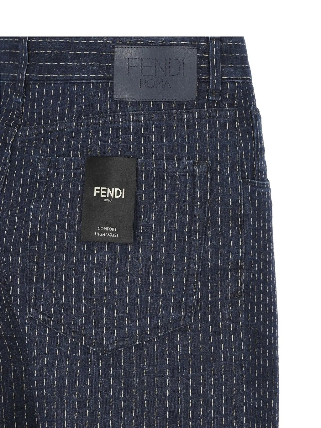 Fendi Straight-Leg Topstitched Long Jeans