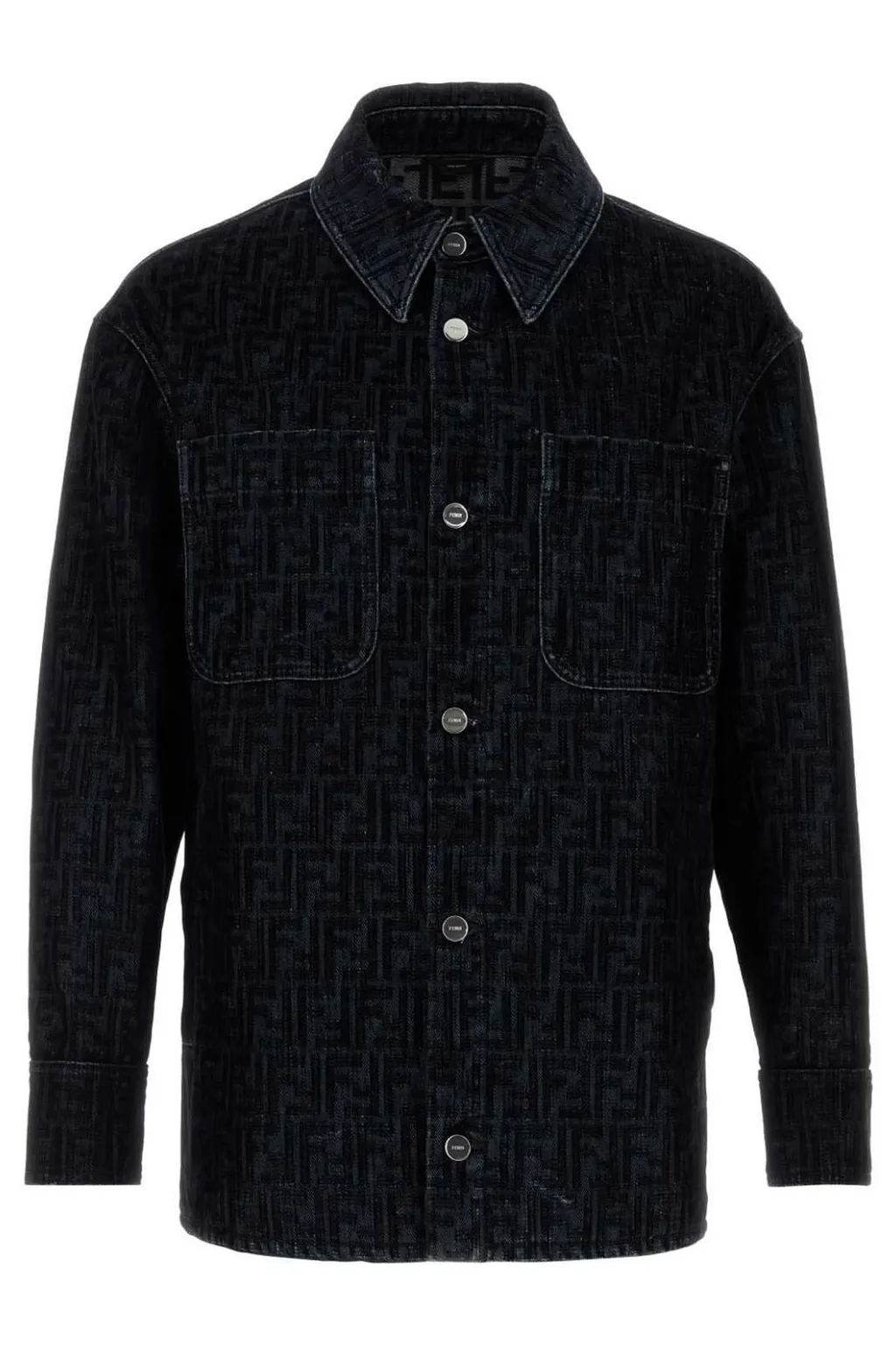 Fendi Ff Jacquard Denim Shirt Jacket