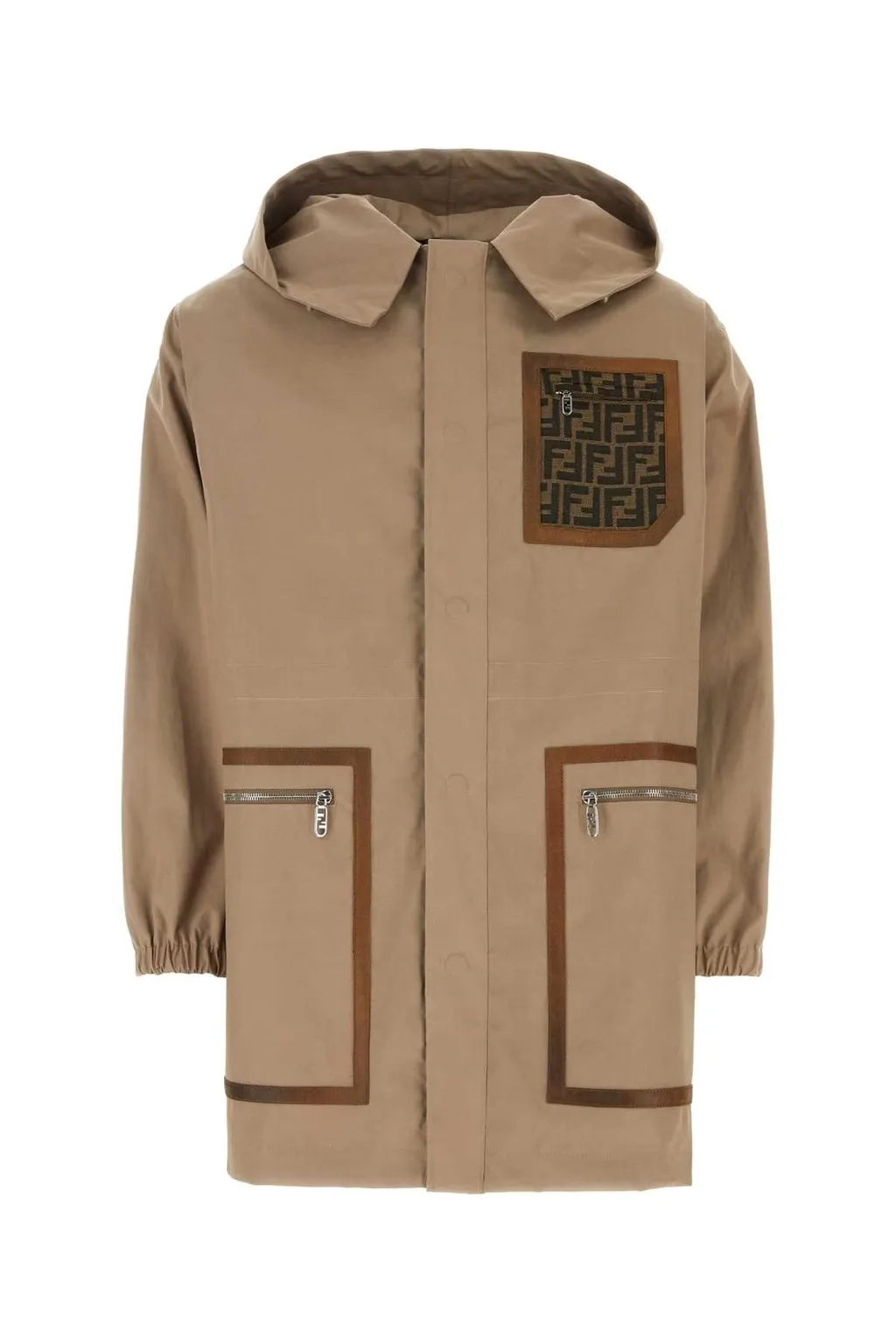 Fendi Logo Detailed Hooded Parka Jacket