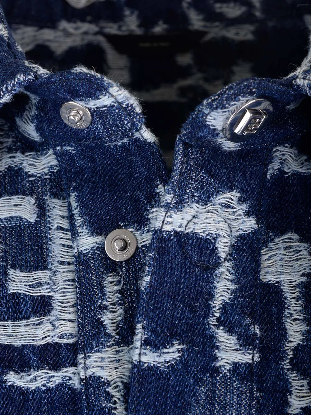 Fendi Logo Detailed Distressed Denim Jacket