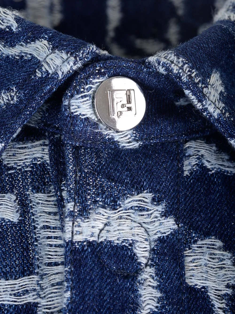 Fendi Logo Detailed Distressed Denim Jacket