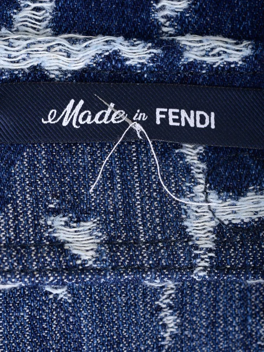 Fendi Logo Detailed Distressed Denim Jacket