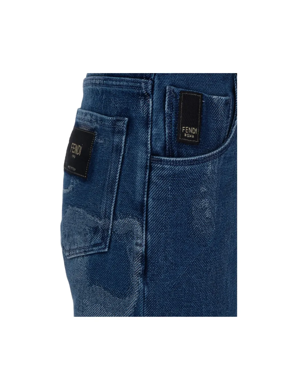 Fendi Contrasted Logo Motif Denim Trousers