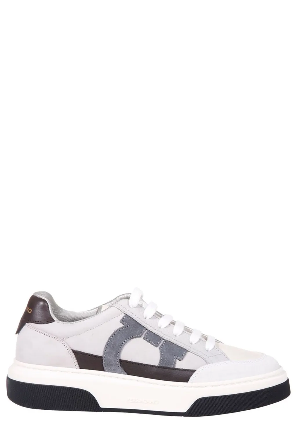 Ferragamo Gancini-Embroidered Lace-Up Sneakers