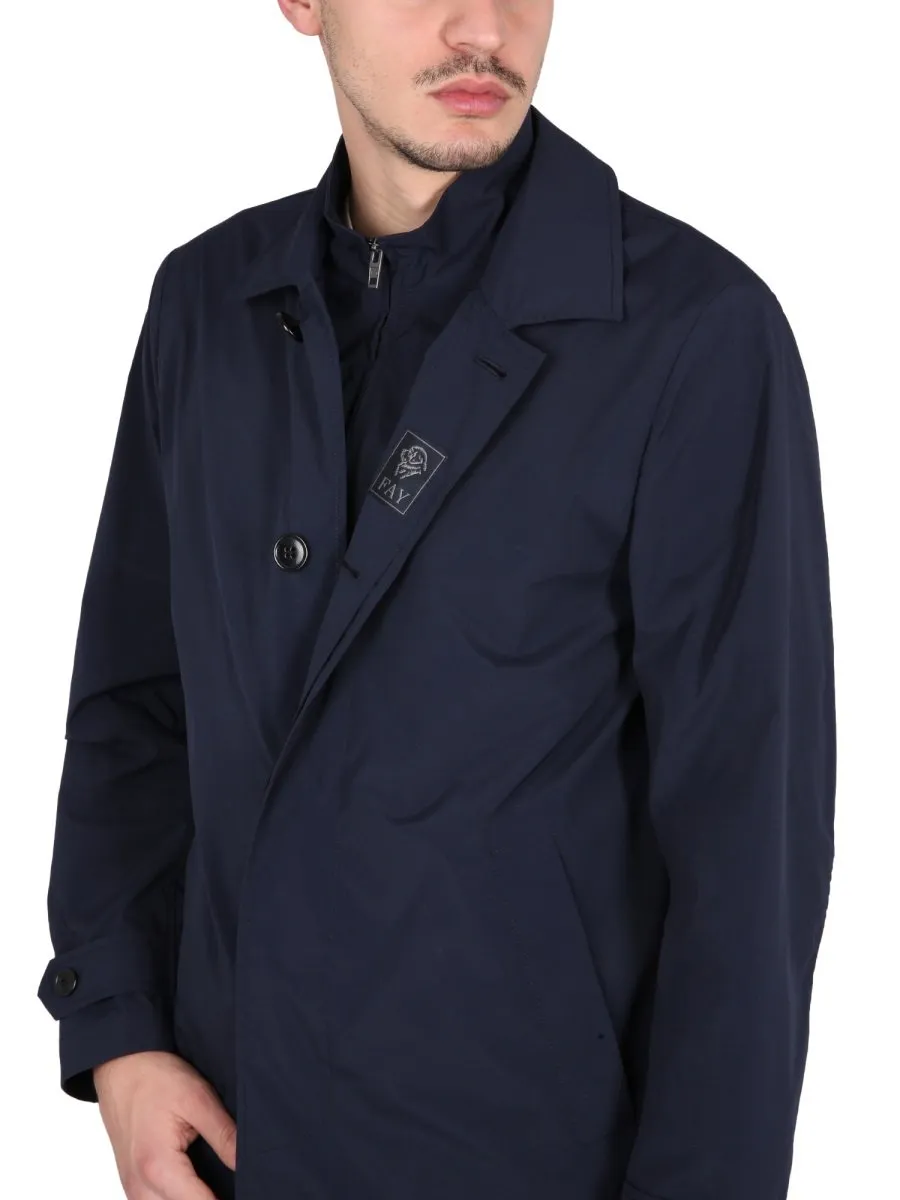 Fay Single-Breasted Long-Sleeved Coat