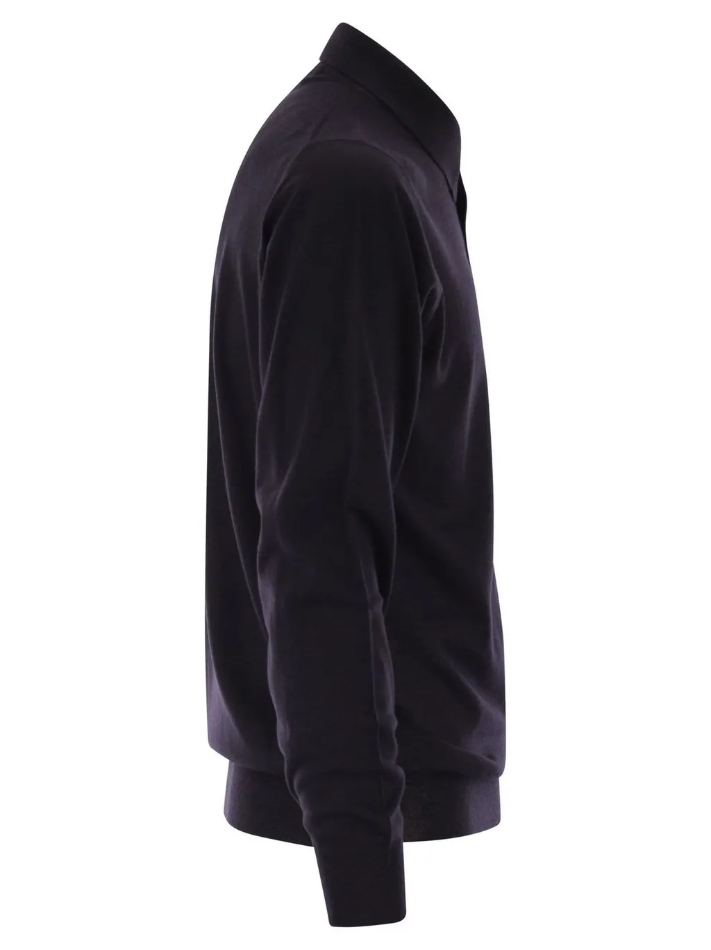 Fedeli Virgin Wool Long-Sleeve Polo Shirt