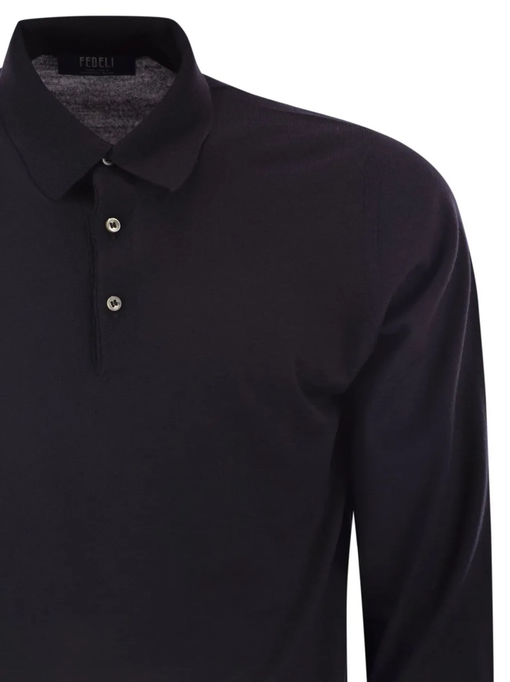 Fedeli Virgin Wool Long-Sleeve Polo Shirt