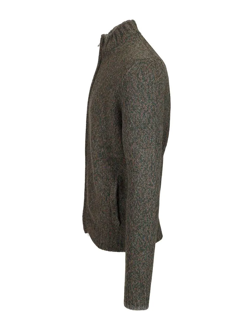 Fedeli Zip-Front Melange Cardigan