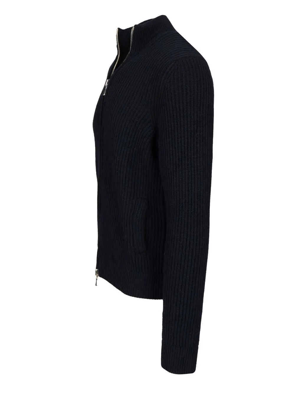 Fedeli Zip-Front Ribbed Cardigan